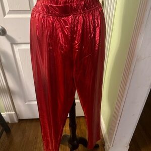 Red shiny pants